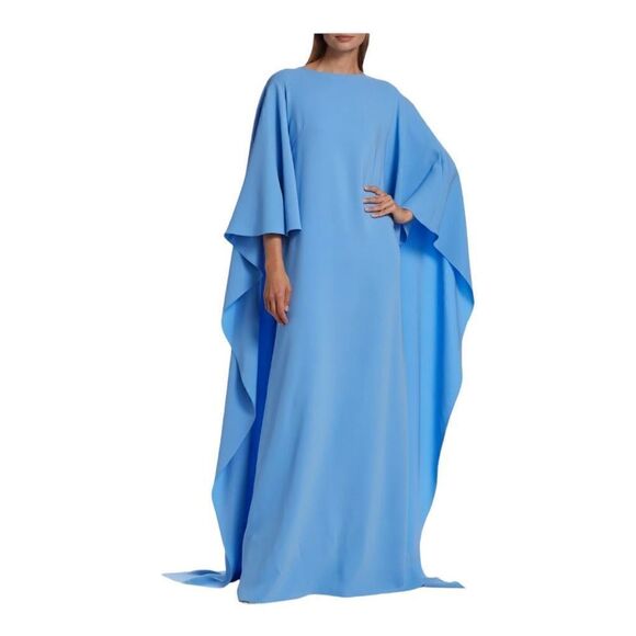 Oscar de La Renta Blue Cape Back Caftan Gown Size XS - Picture 3 of 13